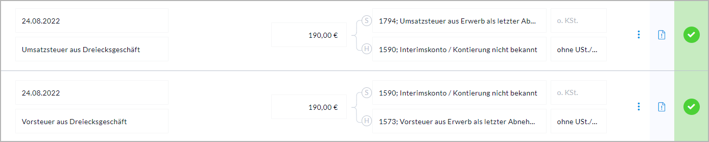 Buchungsbeispiel Dreiecksgeschäft letzter Abnehmer