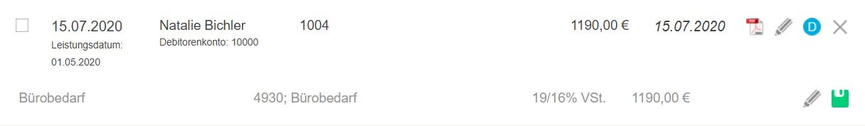 Leistungsdatum am Beleg