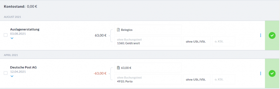 Ausgleich von Auslagen