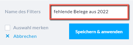 Benennung des Schnellfilters in Nuumera