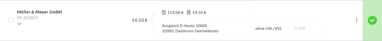 Teilgutschrift mit Zahlung