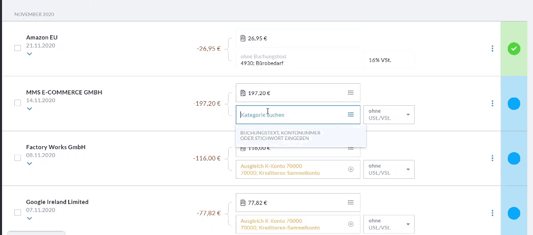 Intelligente Kontierungsvorschläge