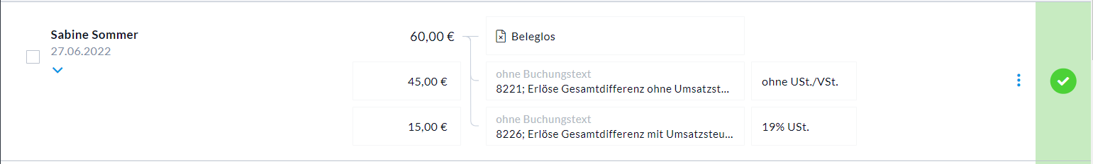 Buchungsbeispiel Gesamtdifferenz