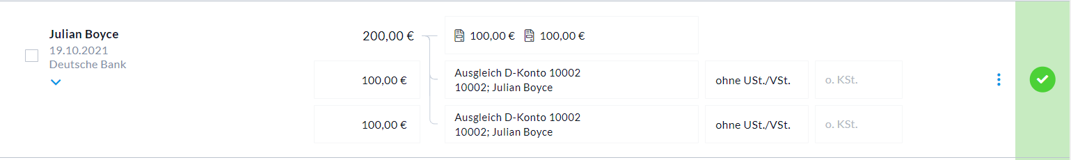 Beispiel Splitzahlung mit mehreren Debitoren