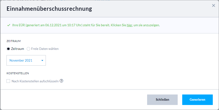 EÜR in Nuumera generieren