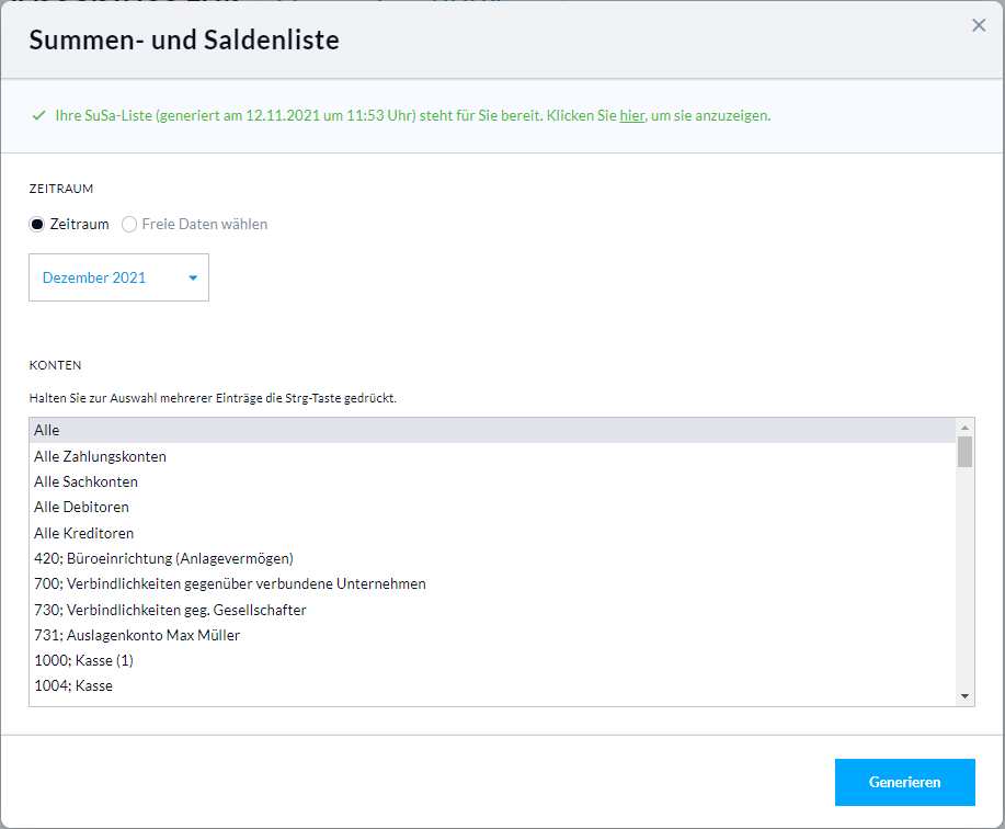 SuSa-Liste in Nuumera generieren
