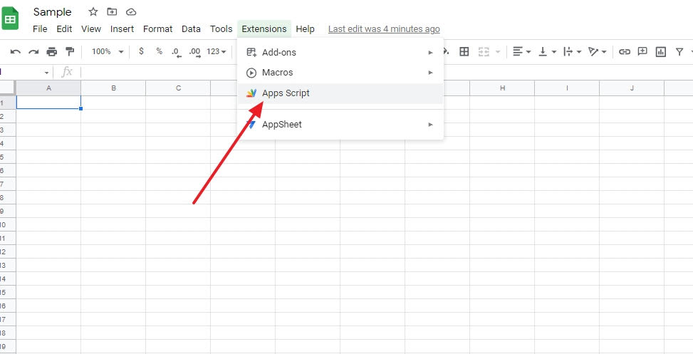 Auswahl von Apps Script