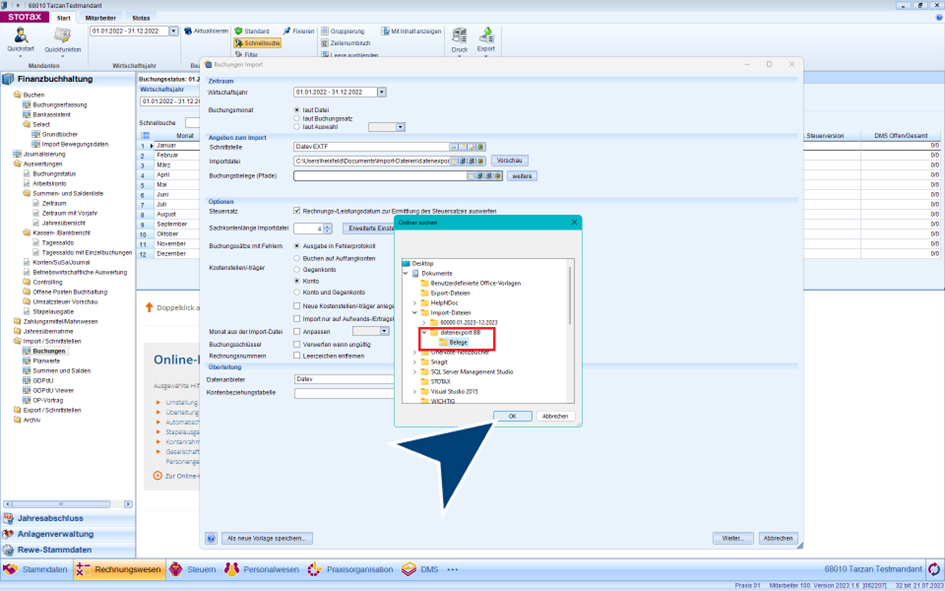 Belegordner auswählen