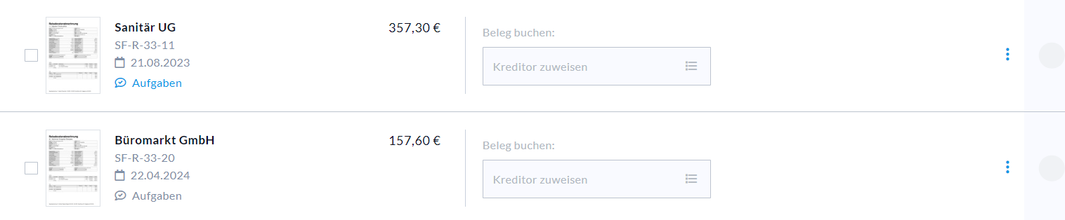 Listenansicht Status