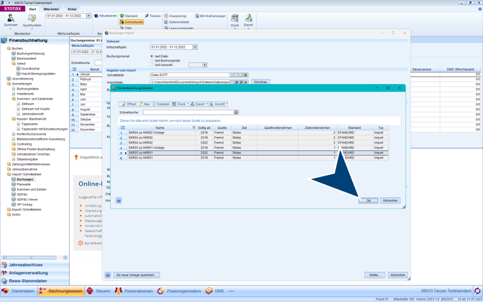 Bestätigung der Einstellungen
