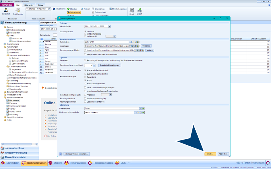 Importvorgang starten
