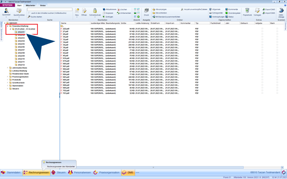 Ansicht der Belege im Stotax DMS
