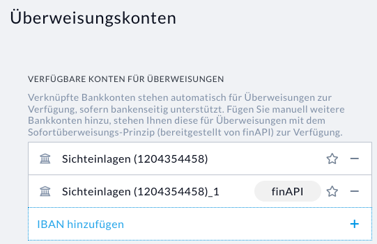 Verwaltung der Überweisungskonten in Nuumera