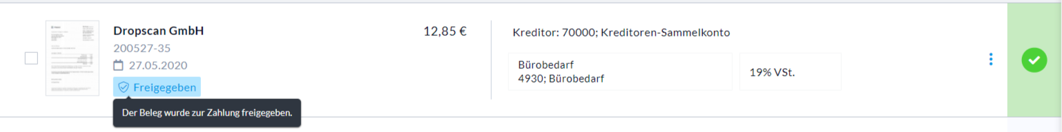 Markierung freigegebener Belege