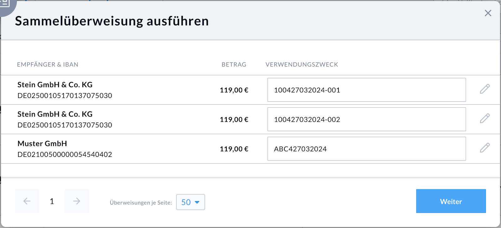 Zahlungsdaten prüfen