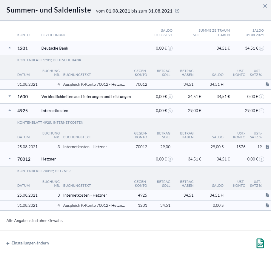 SuSa-Listen-Ansicht in Nuumera