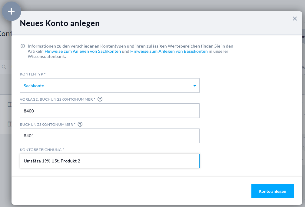 Weiteres Konto anlegen