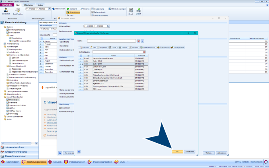 DATEV Format auswählen