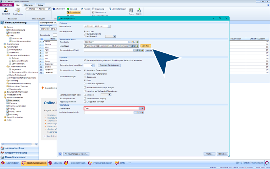 Vorschau der Importdaten