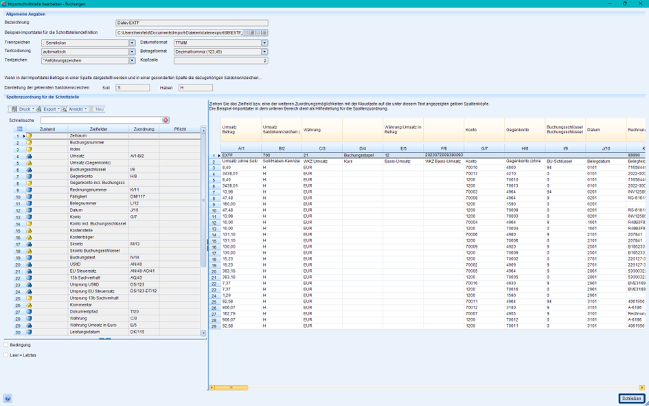 Spaltenmapping in Stotax