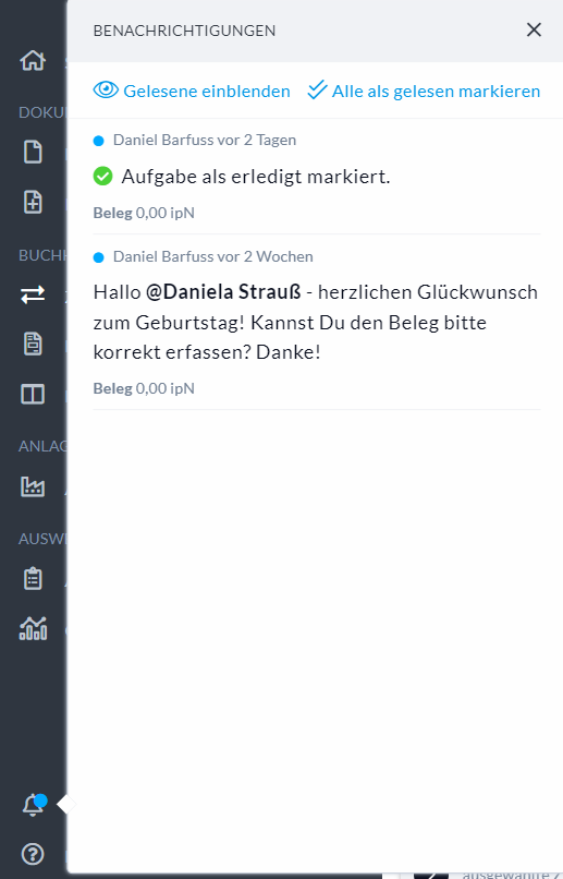 Verwaltung der Hinweise