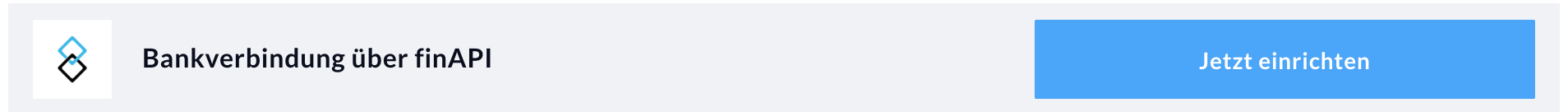 Im Screenshot sehen Sie den Button "Jetzt einrichten" bei der Schnittstelle finAPI