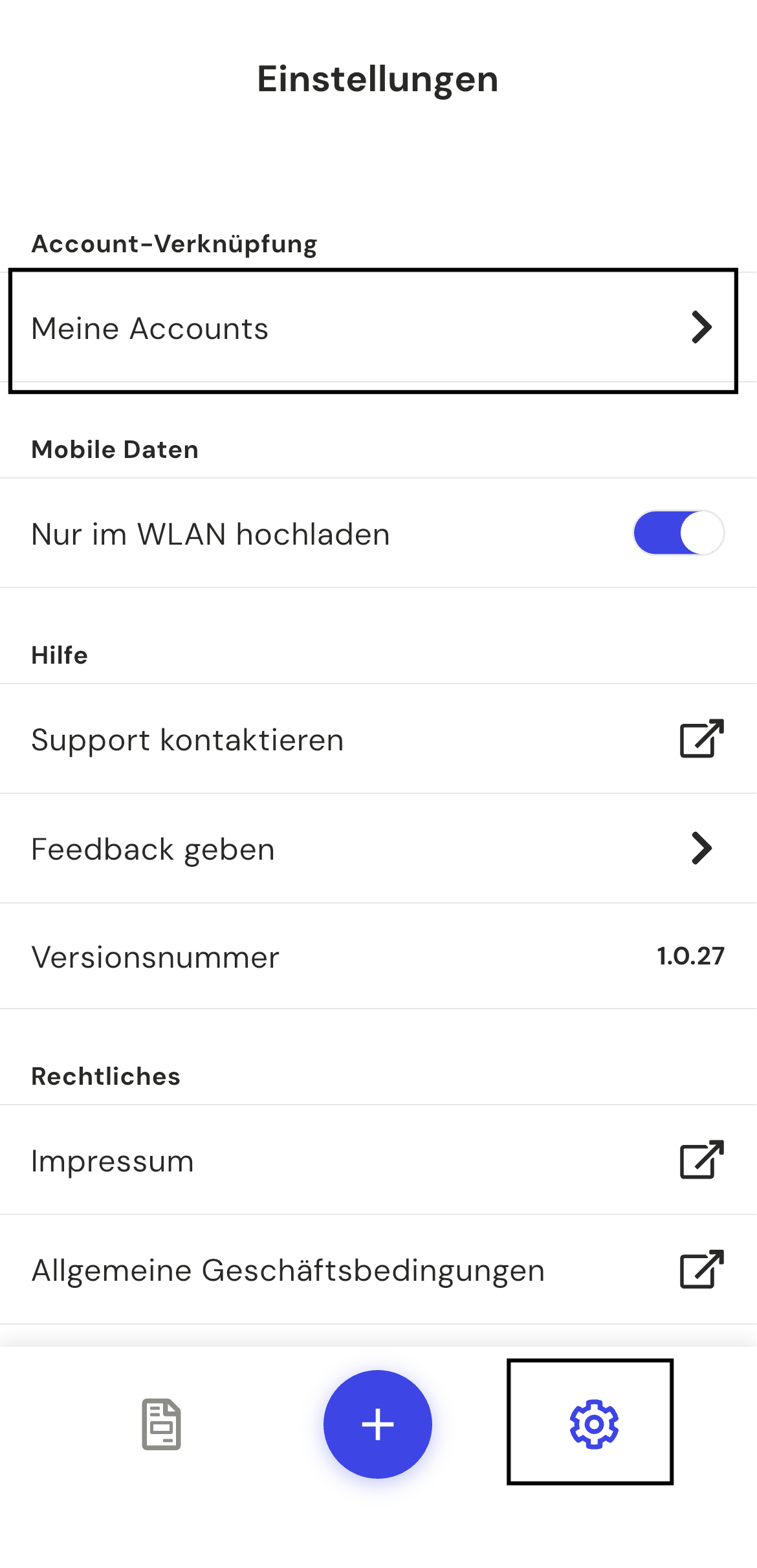 Account-Einstellungen in der App