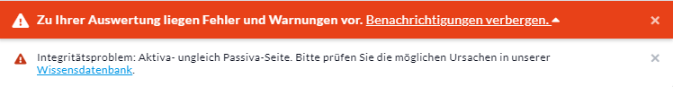 Fehlermeldung: Integritätsprobleme