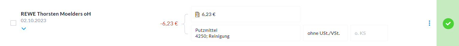 Buchungsmaske Steueroption